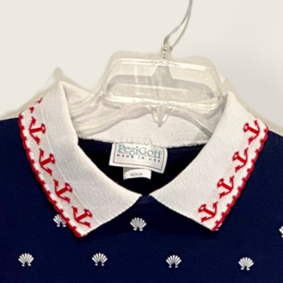 Vintage 90's Collared Sweatshirt Teddy Bear Anchor Sz M - Picture 6 of 9